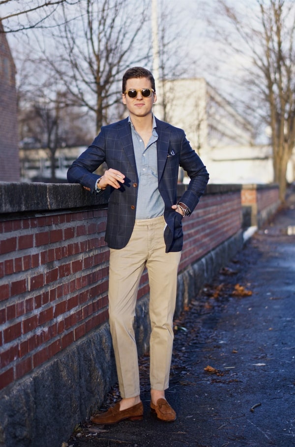 navy blue blazer combination pants