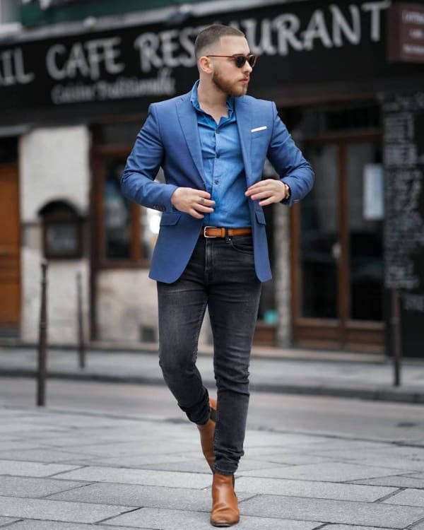 men's blue blazer outfit ideas