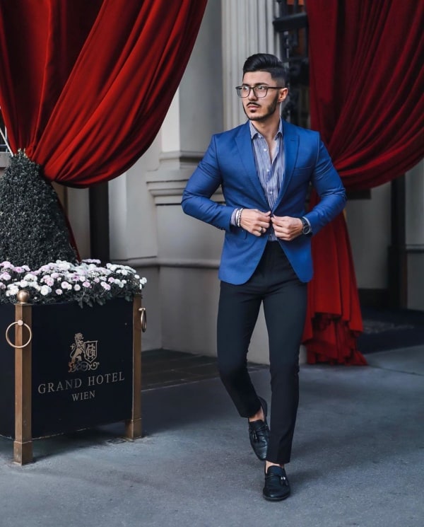 men’s blue blazer outfit ideas