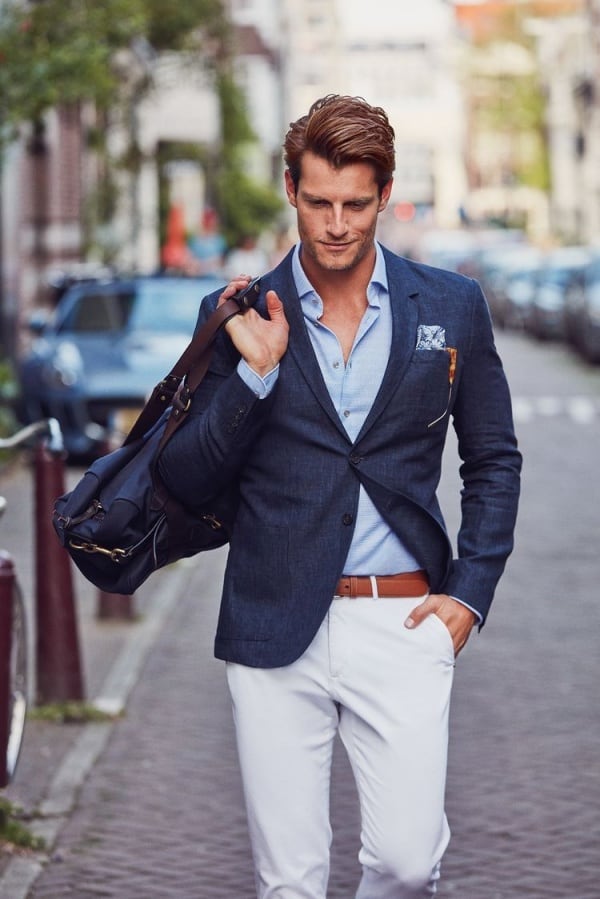 mens blue shirt style