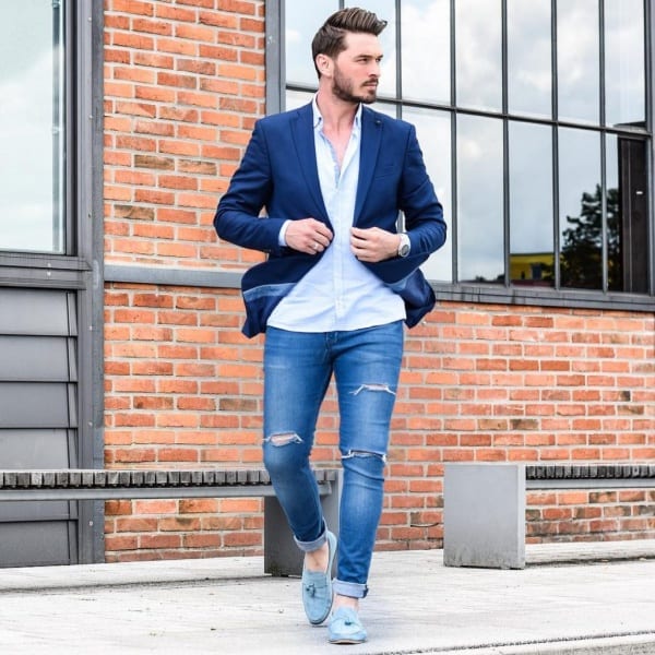 men's blue blazer outfit ideas