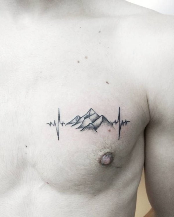 Tiny mountain scene done by Lauren at redwood tattoo in Manchester UK  r tattoos