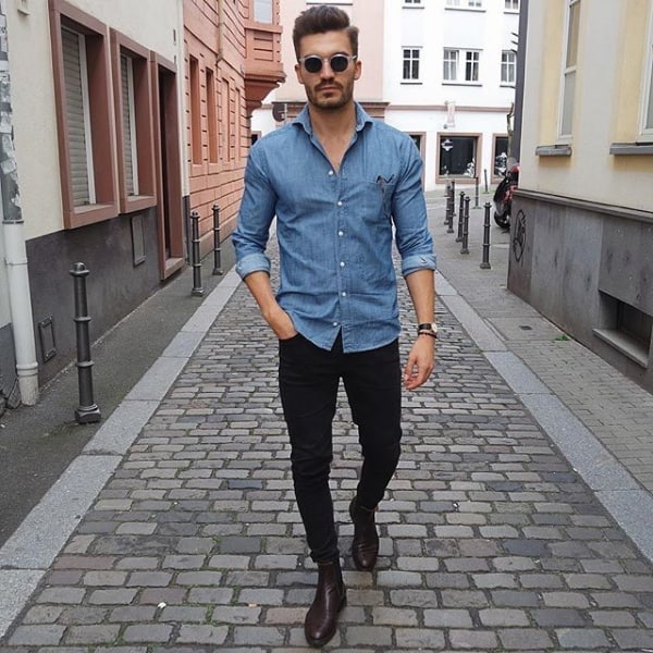 what to wear with black jeans men