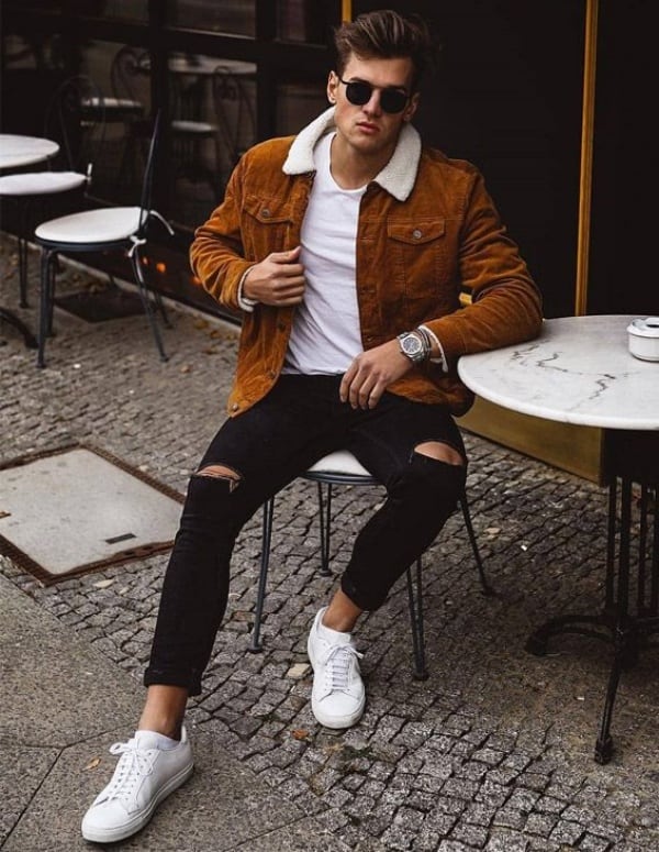 what to wear with black jeans men