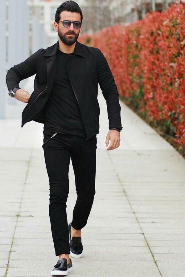 what to wear with black jeans men