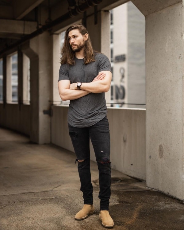 what to wear with black jeans men