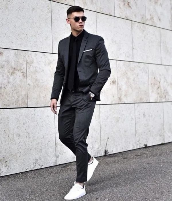 homecoming men dress Koscy Fashion Peaked Lapel Dark Green Homecoming Suit, 2 Pieces with O main image 0