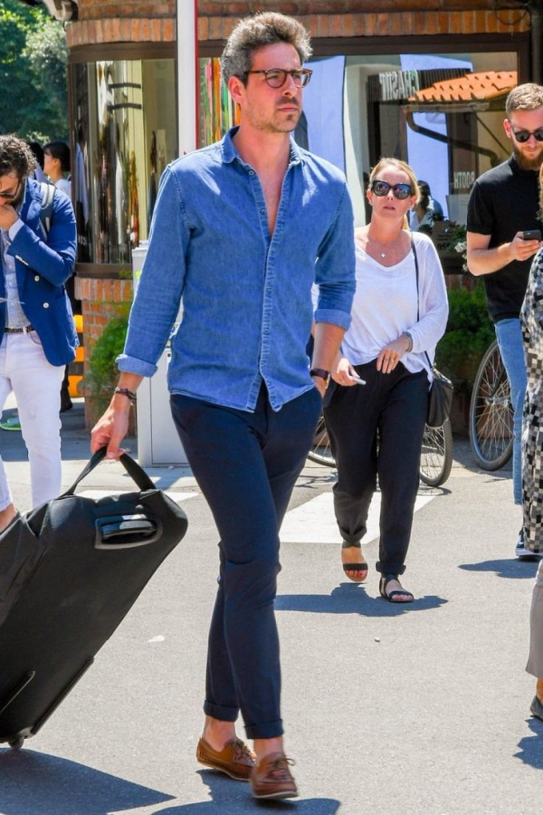 men's denim shirt outfit