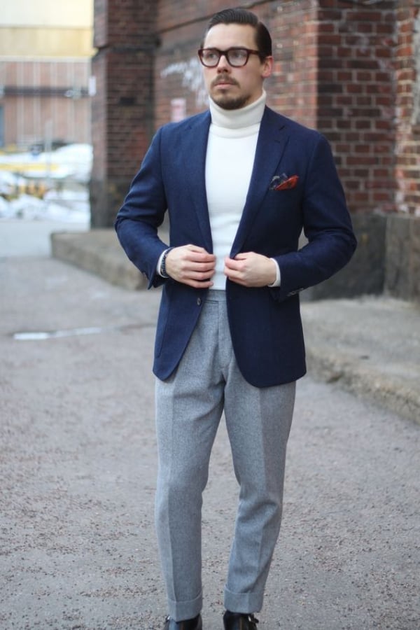 Navy Blue Blazer With Grey Pants