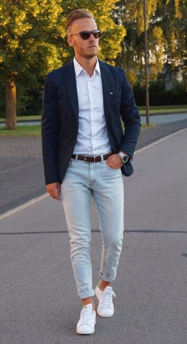 Blue Blazer With Blue Jeans