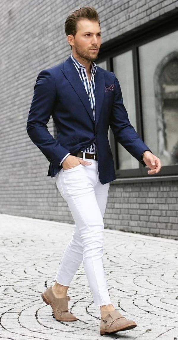 Blue Blazer With Striped Shirt