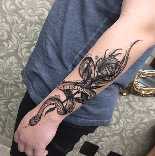 Snake Forearm Tattoos For Guys