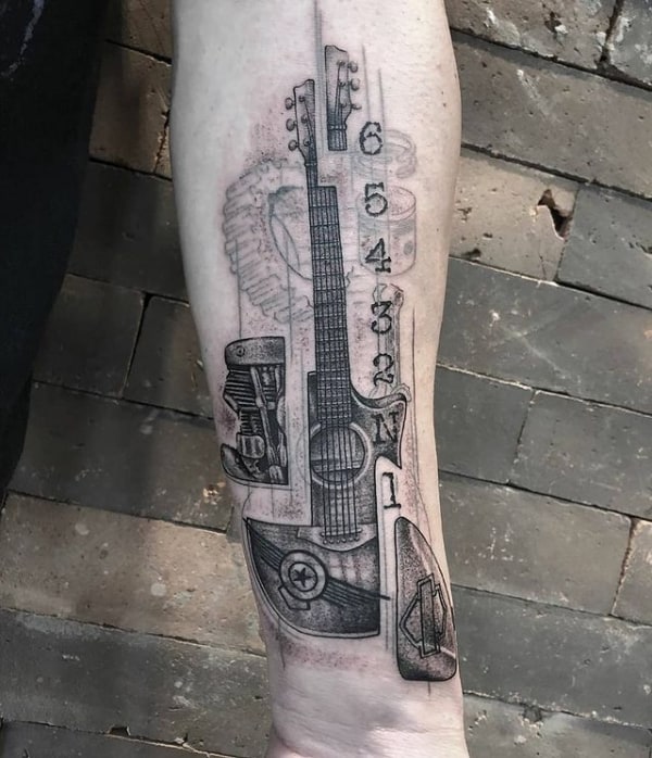 Guitar Forearm Tattoos For Guys