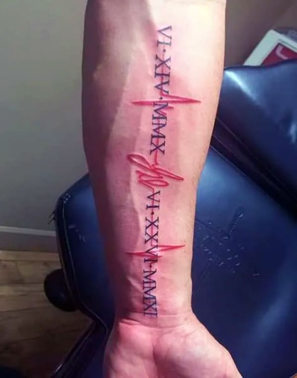 Heartbeat Forearm Tattoos For Guys