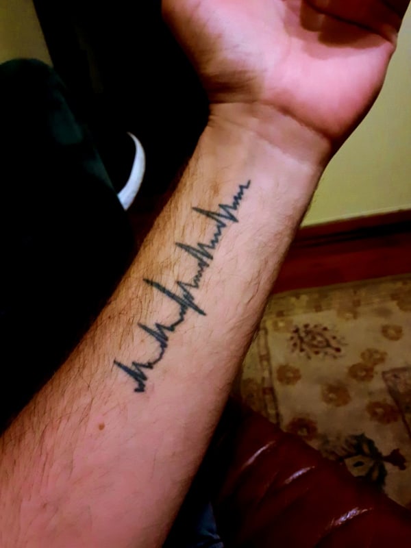 Heartbeat Forearm Tattoos For Guys