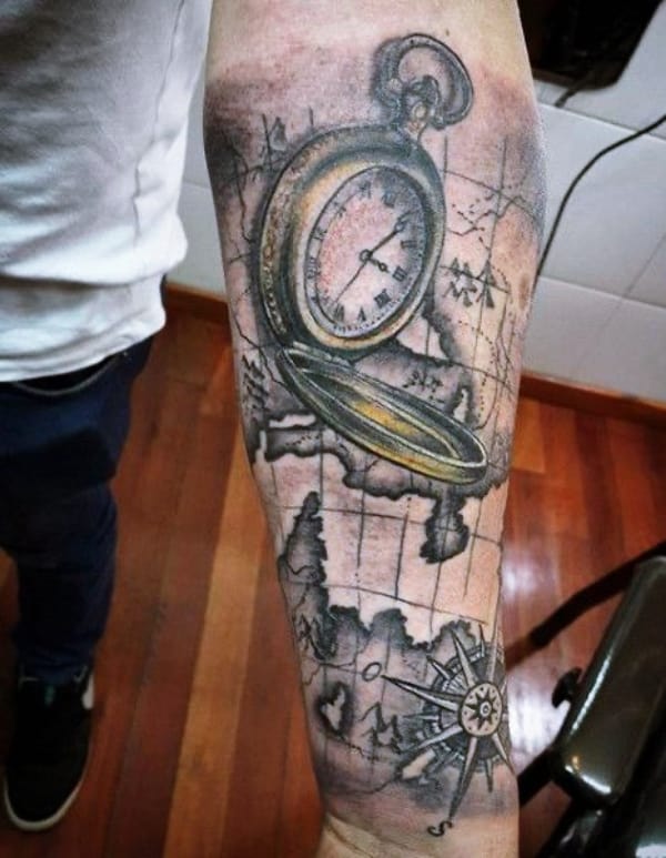 Clock Forearm Tattoos For Guys