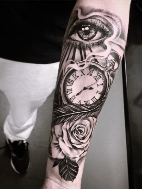 Clock Forearm Tattoos For Guys