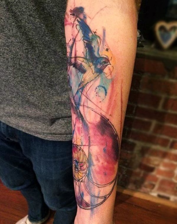 Watercolor Forearm Tattoos For Guys