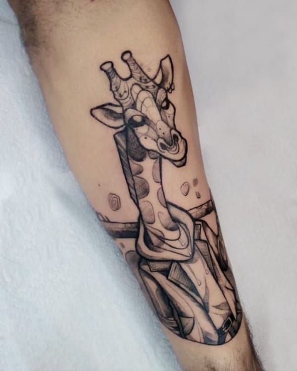 Giraffe Forearm Tattoos For Guys