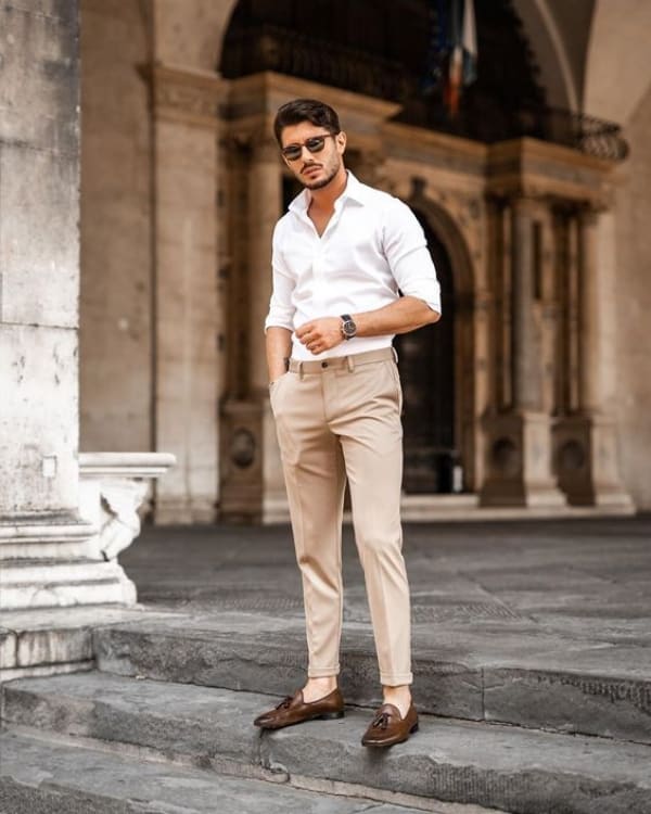 Khaki Pants With White Shirt