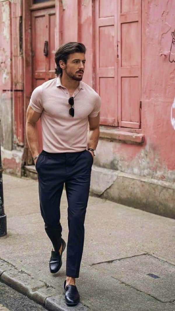 Polo Shirt And Linen Pants Combination